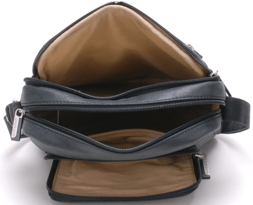 Large Cristiano leather destroyed crossbody bag