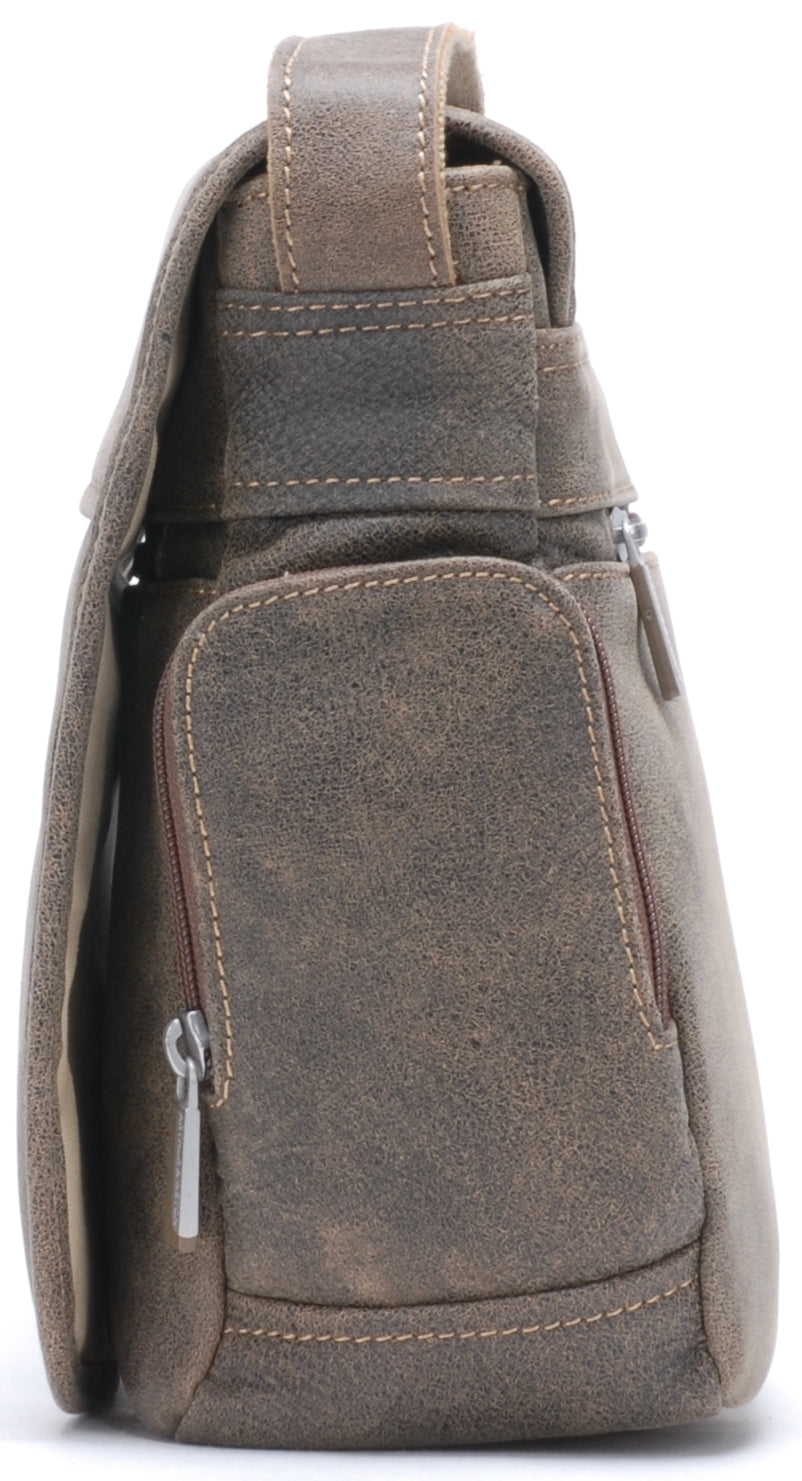 Cristiano destroyed leather crossbody bag, small model