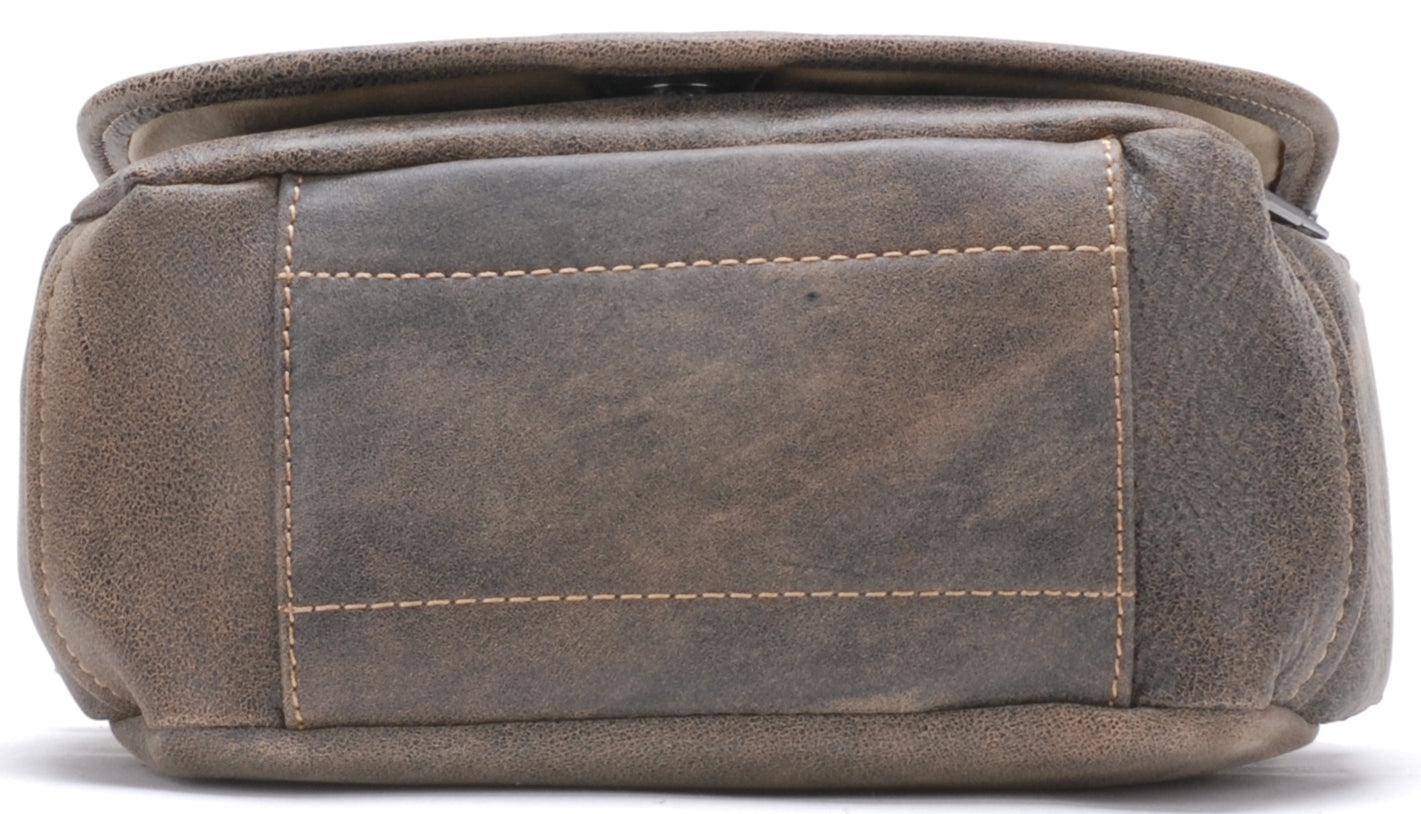 Cristiano destroyed leather crossbody bag, small model