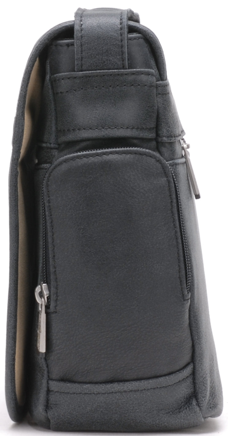 Cristiano destroyed leather crossbody bag, small model