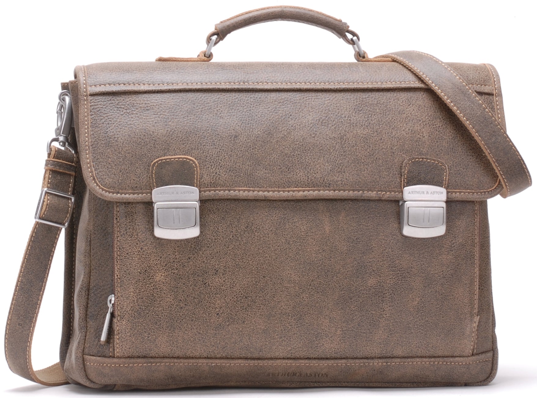 Cristiano leather destroyed 2 gussets briefcase