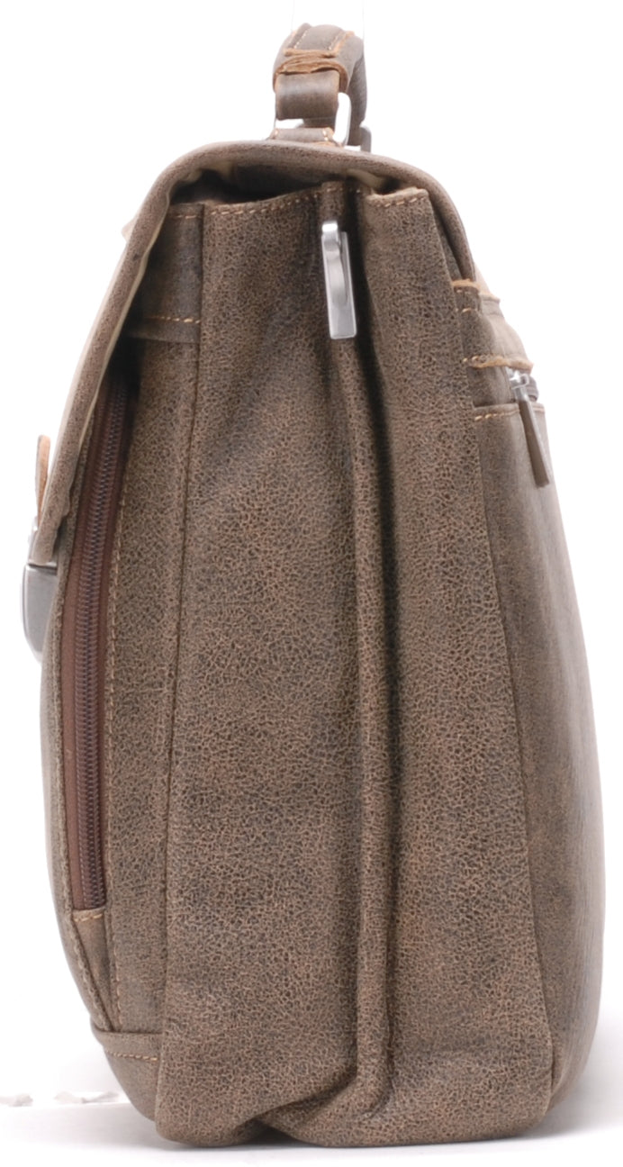 Cristiano leather destroyed 2 gussets briefcase