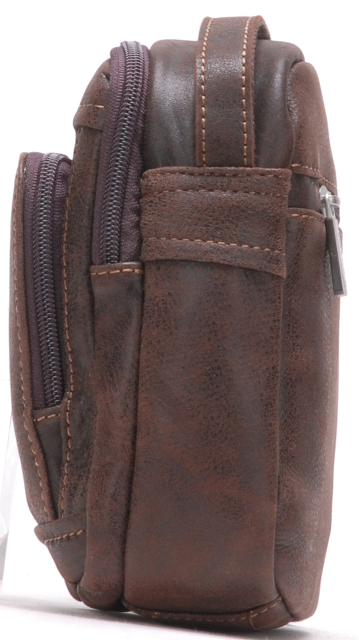 Cristiano destroyed leather crossbody bag, small model