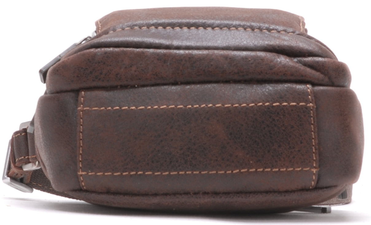 Cristiano destroyed leather crossbody bag, small model