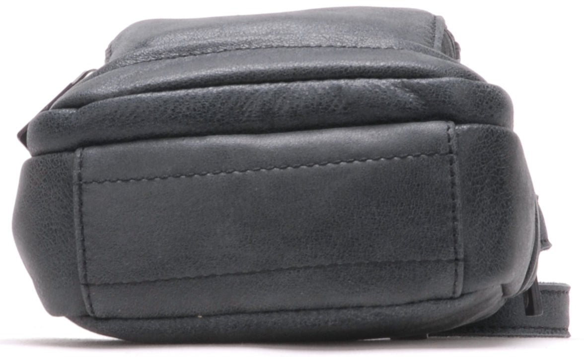 Cristiano destroyed leather crossbody bag, small model
