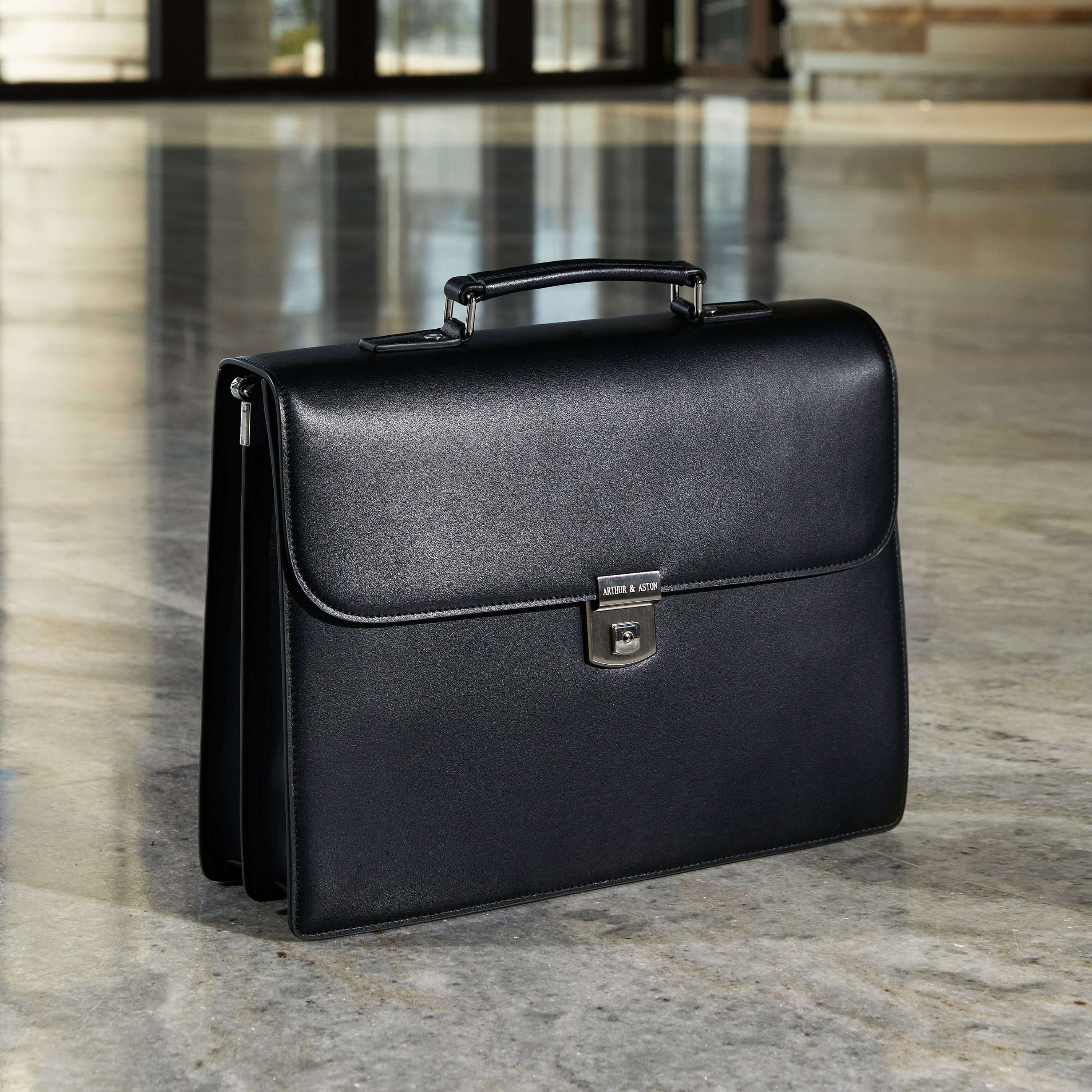 Walter split leather briefcase