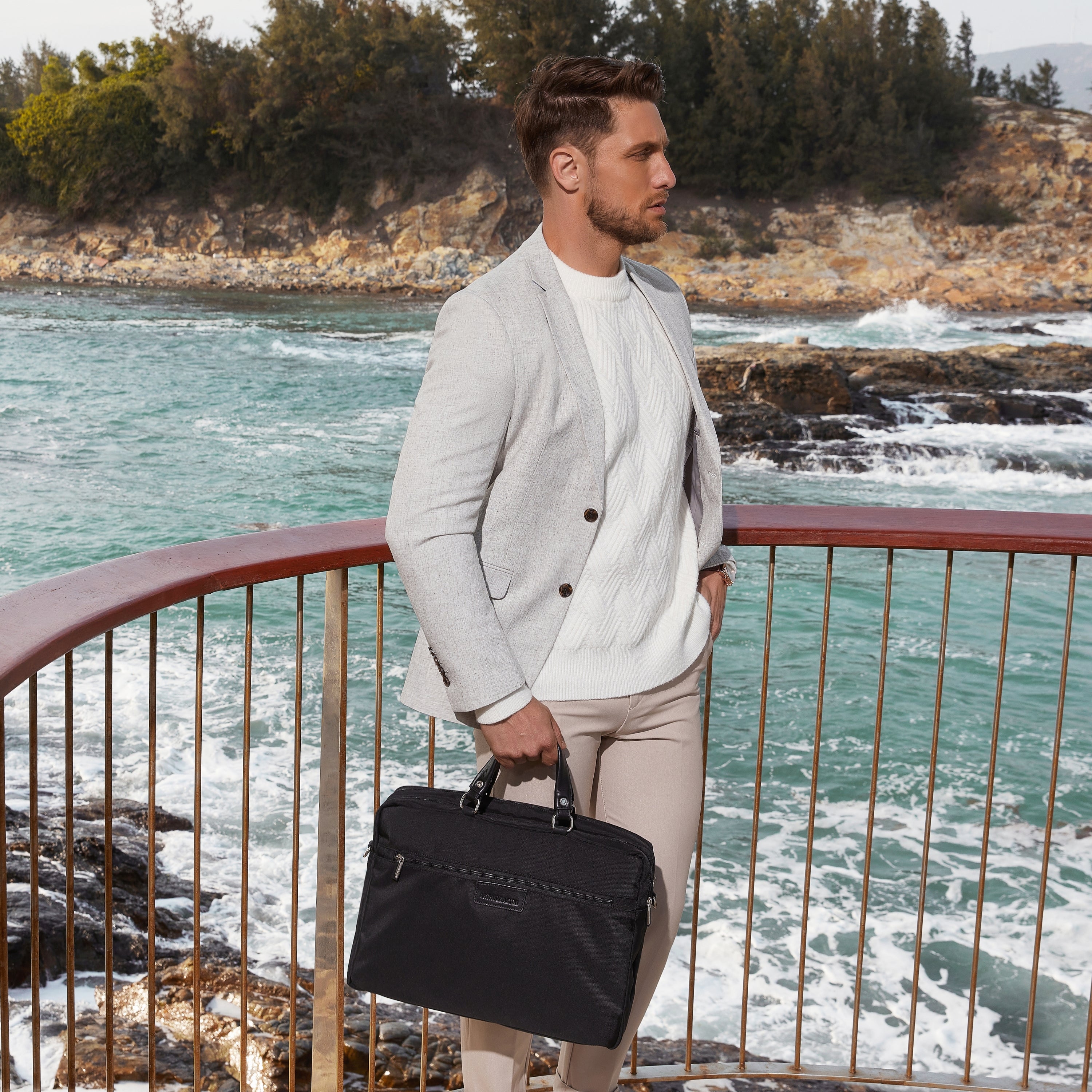 Large Teddy canvas briefcase