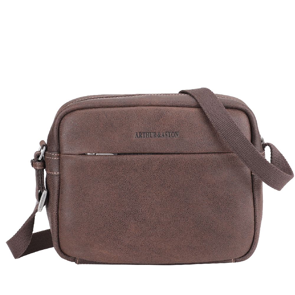 Cristiano destroyed leather messenger bag
