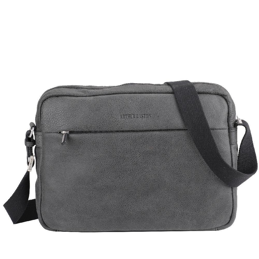 Cristiano destroyed leather messenger bag