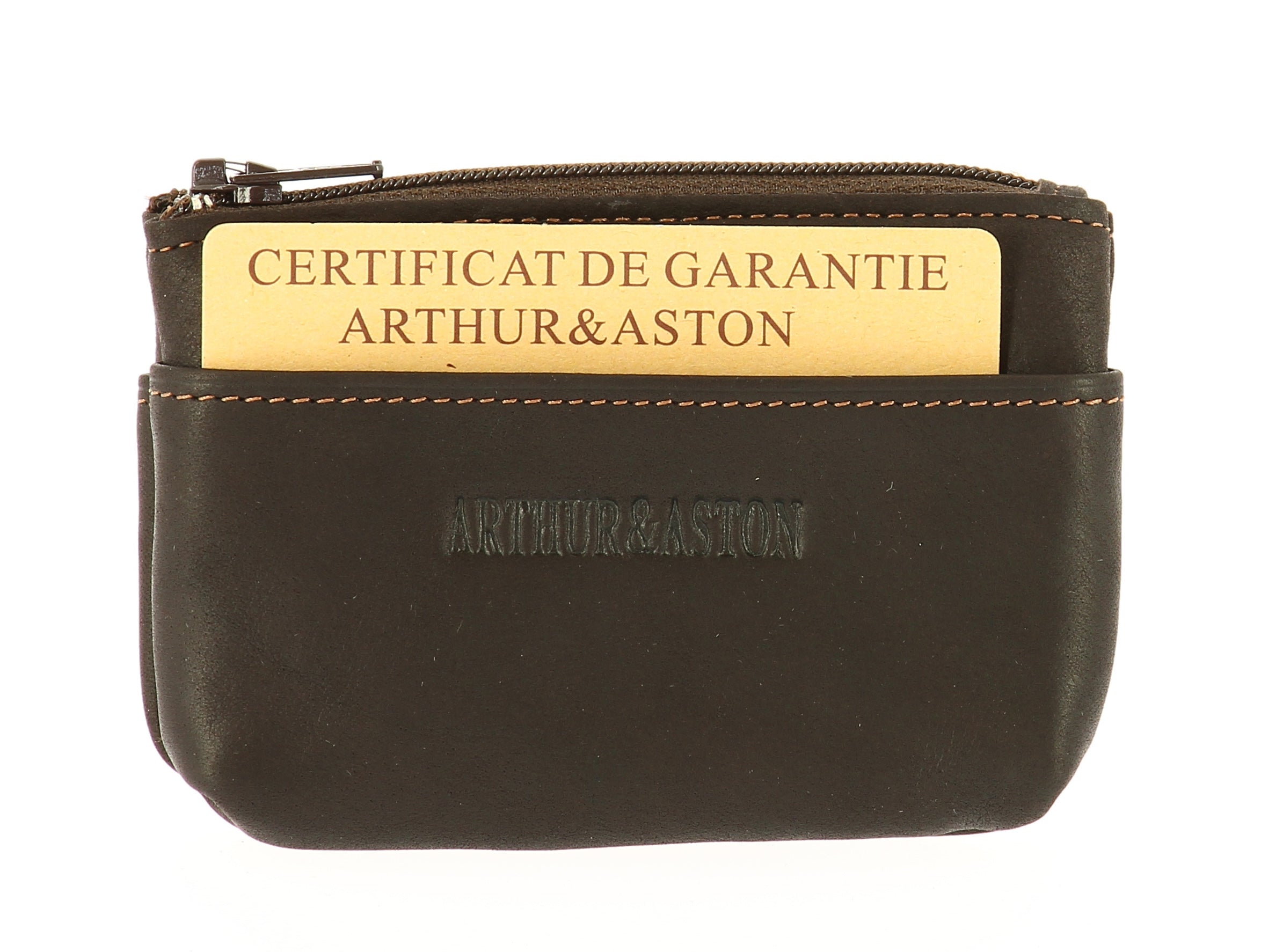 Oiled leather zipped coin purse