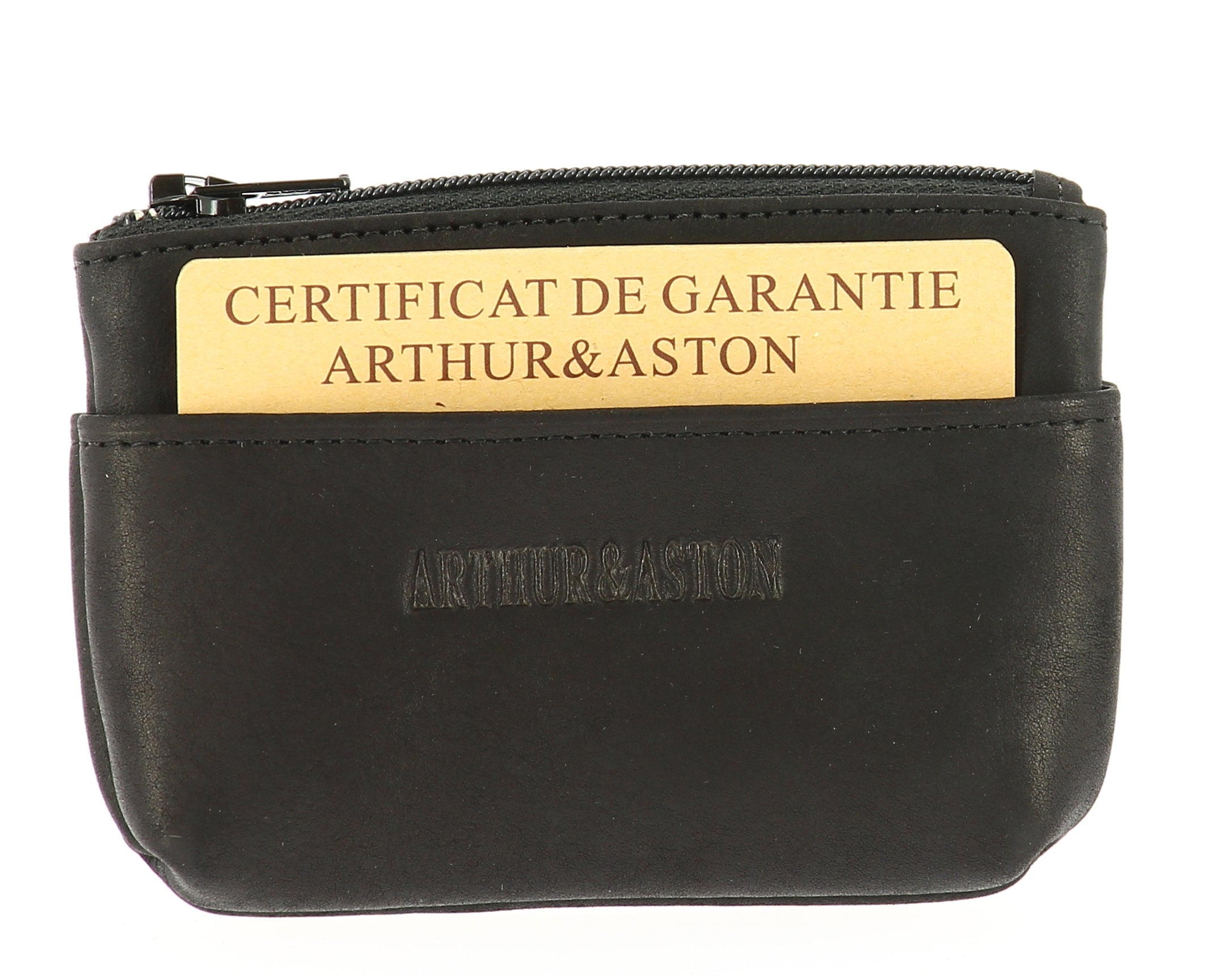 Oiled leather zipped coin purse