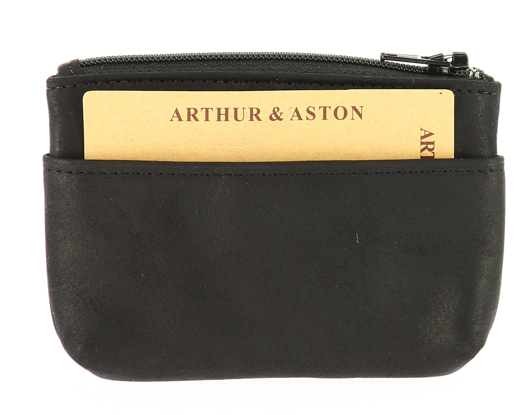Oiled leather zipped coin purse