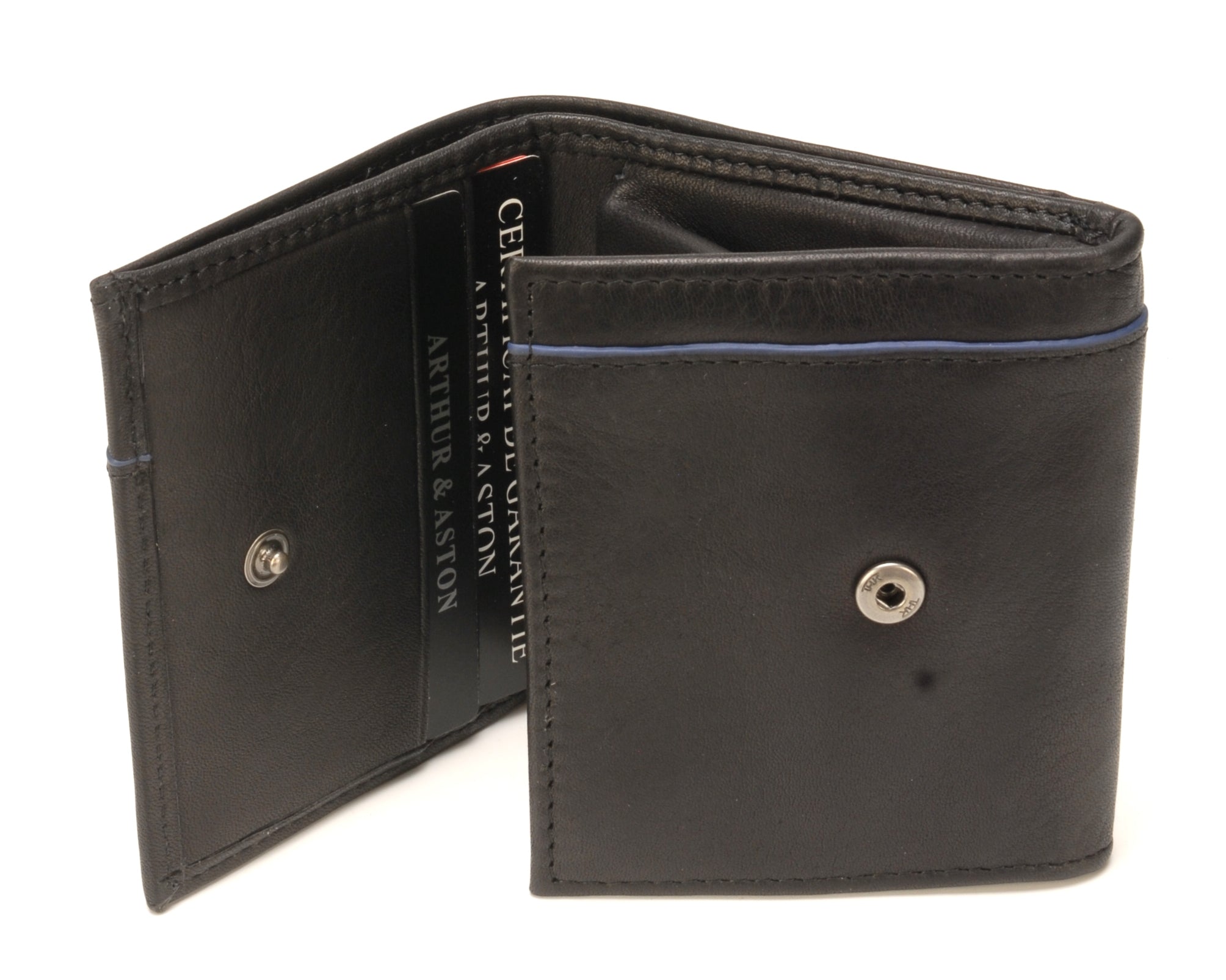 Porte-cartes et monnaie italien Hugo en cuir plongé