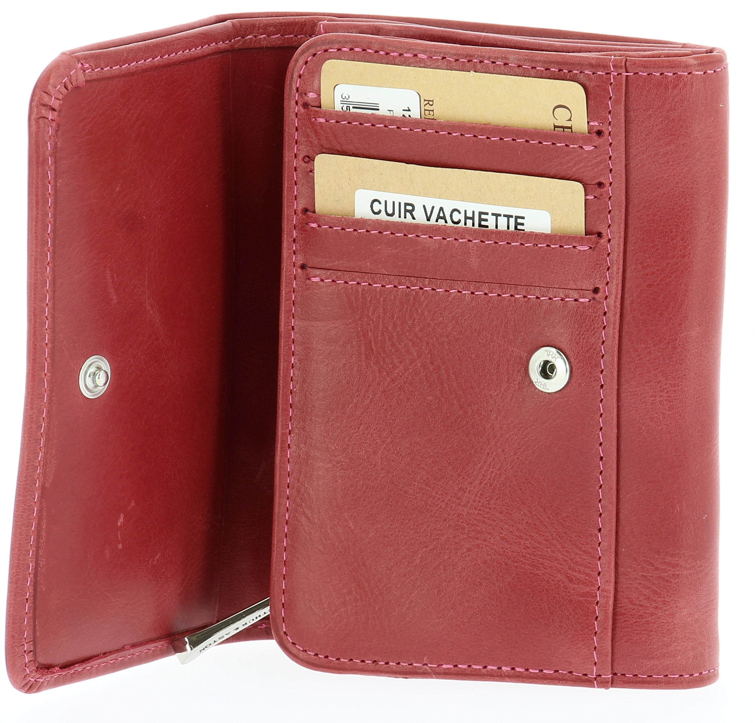 Portefeuille cuir vachette huilé Rose
