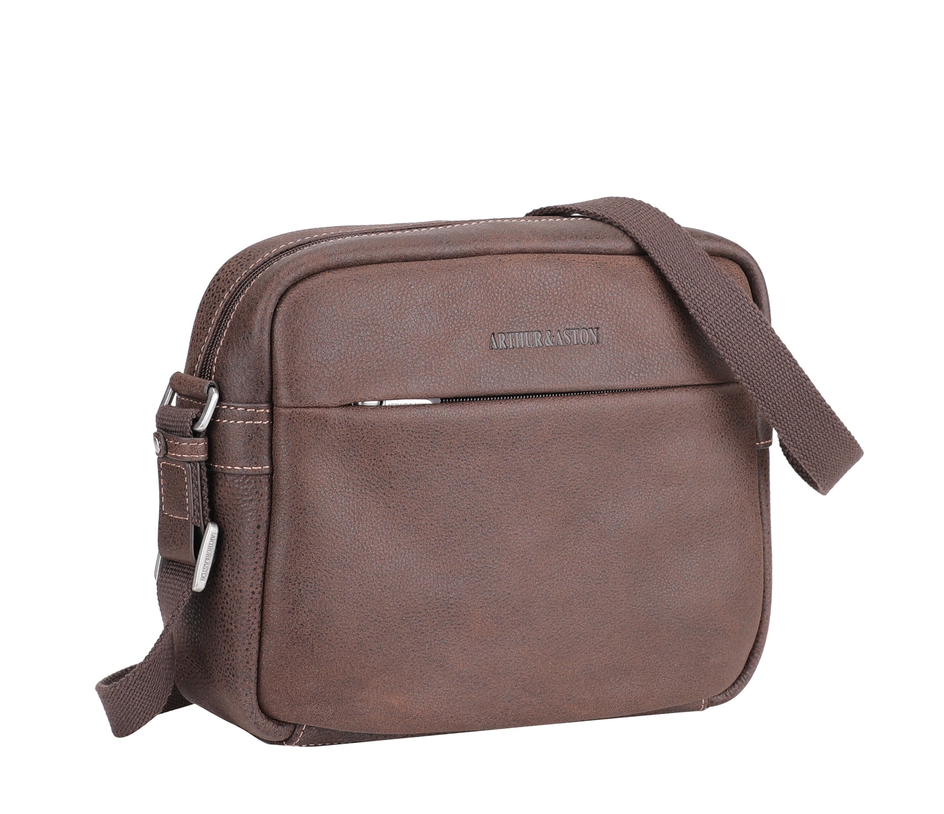 Cristiano destroyed leather messenger bag