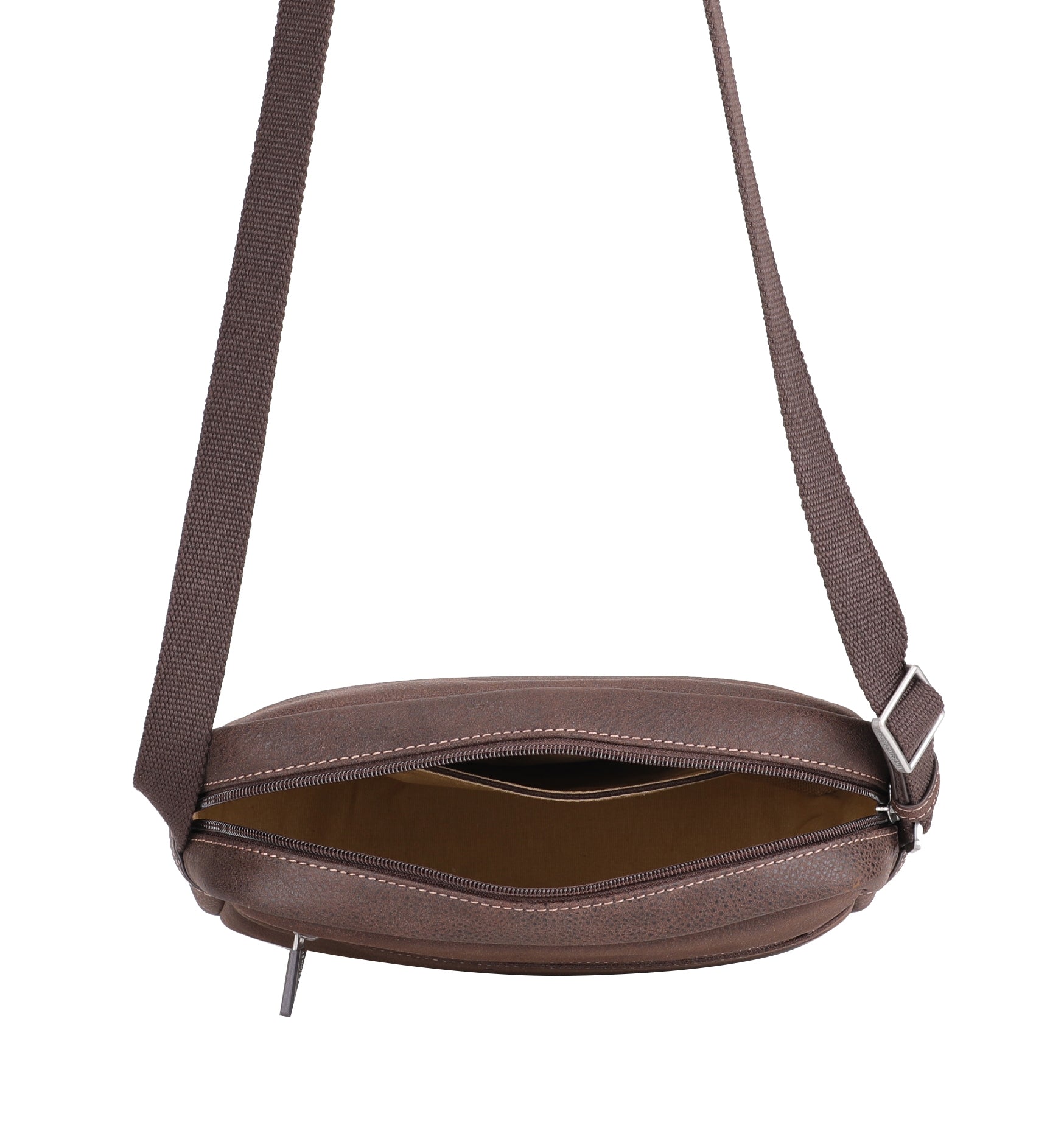 Cristiano destroyed leather messenger bag