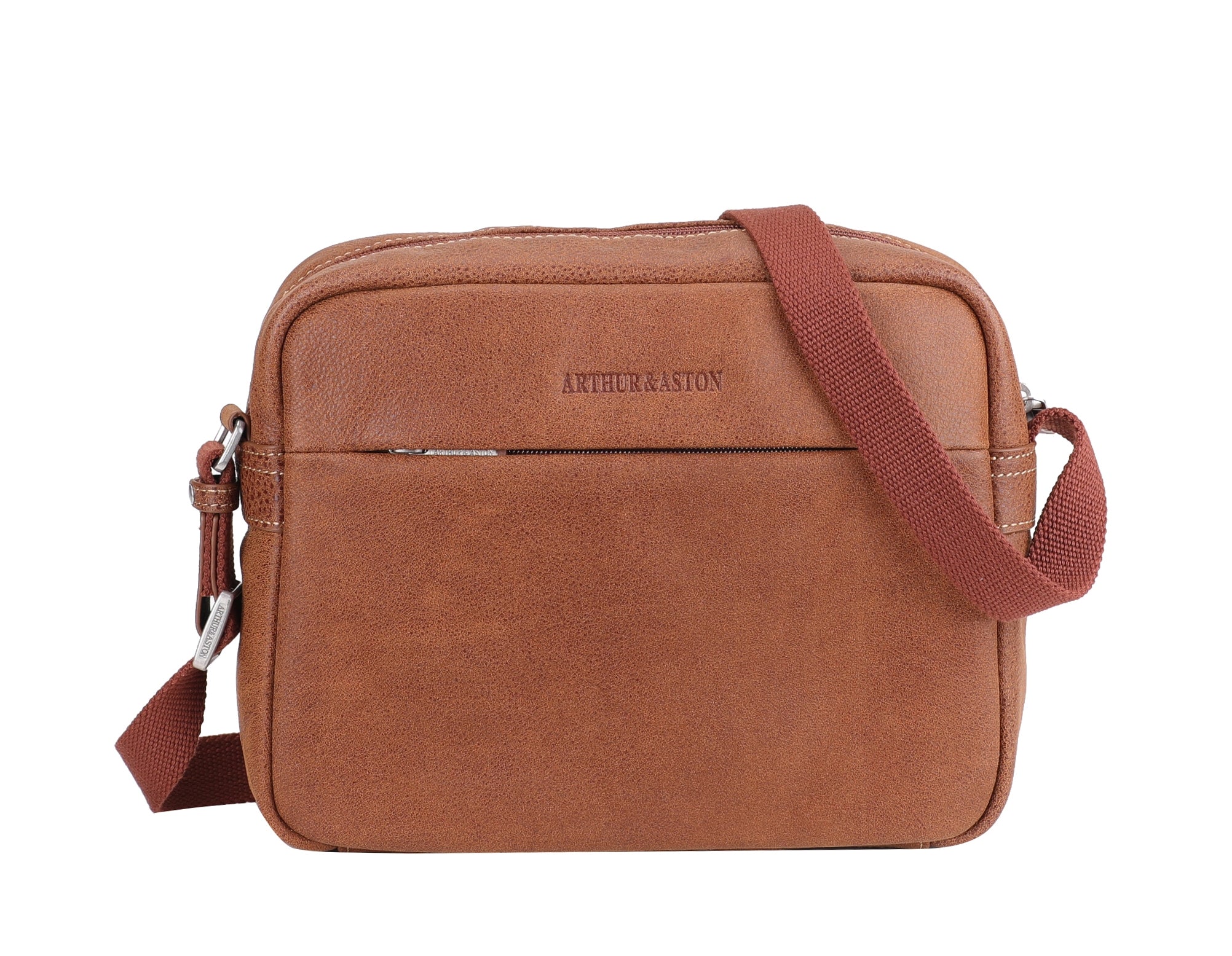 Cristiano destroyed leather messenger bag