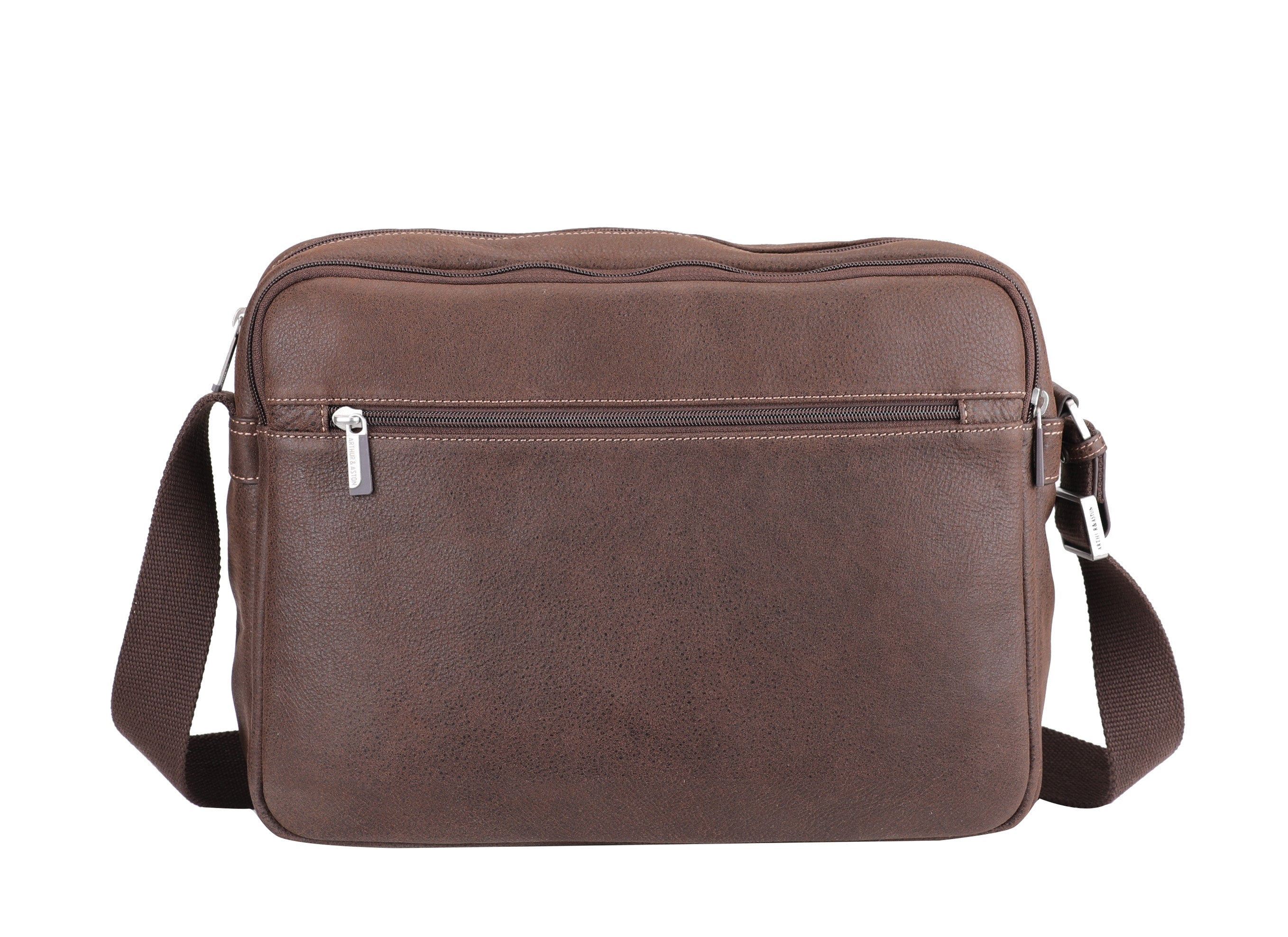 Cristiano destroyed leather messenger bag