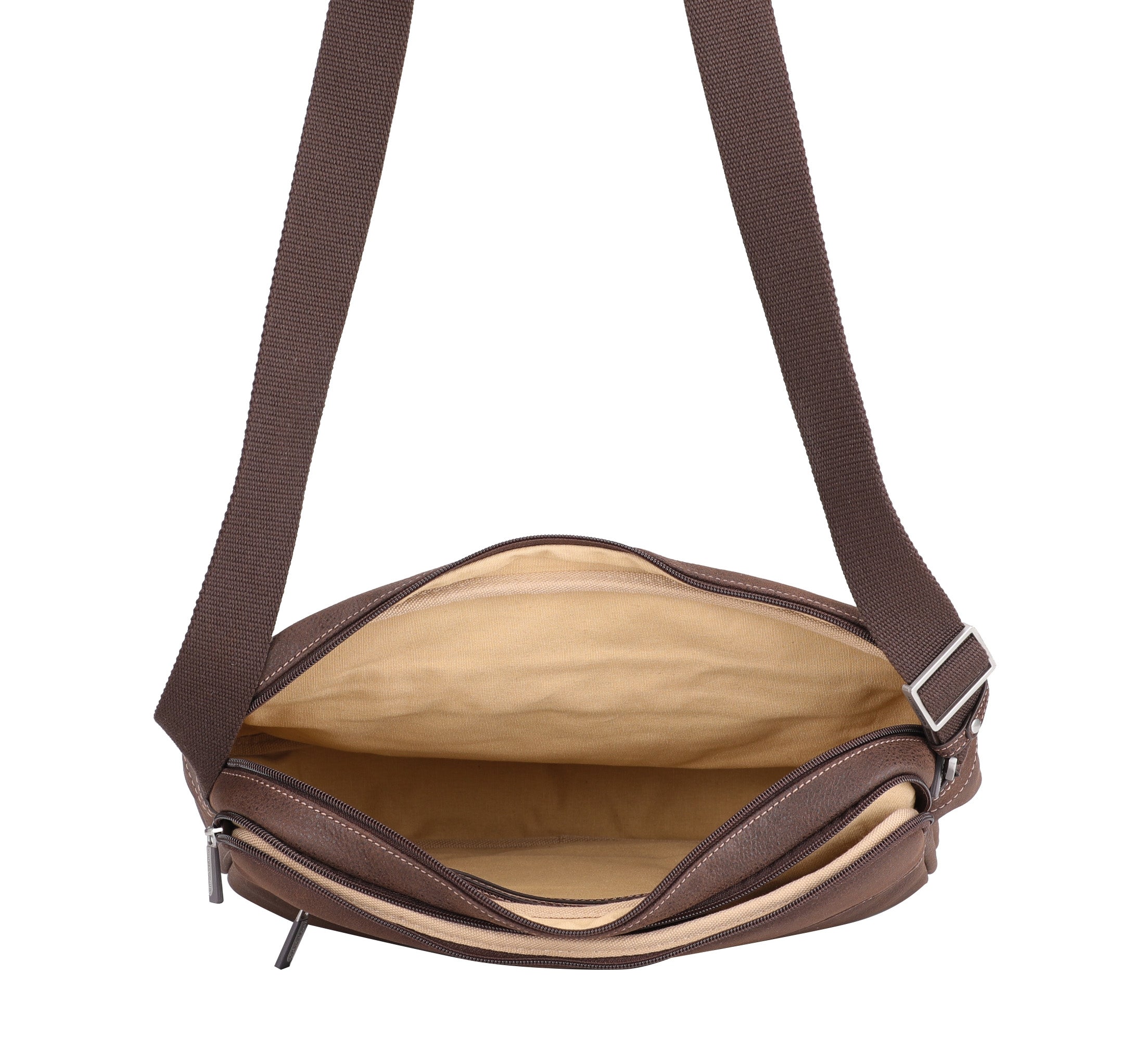 Cristiano destroyed leather messenger bag