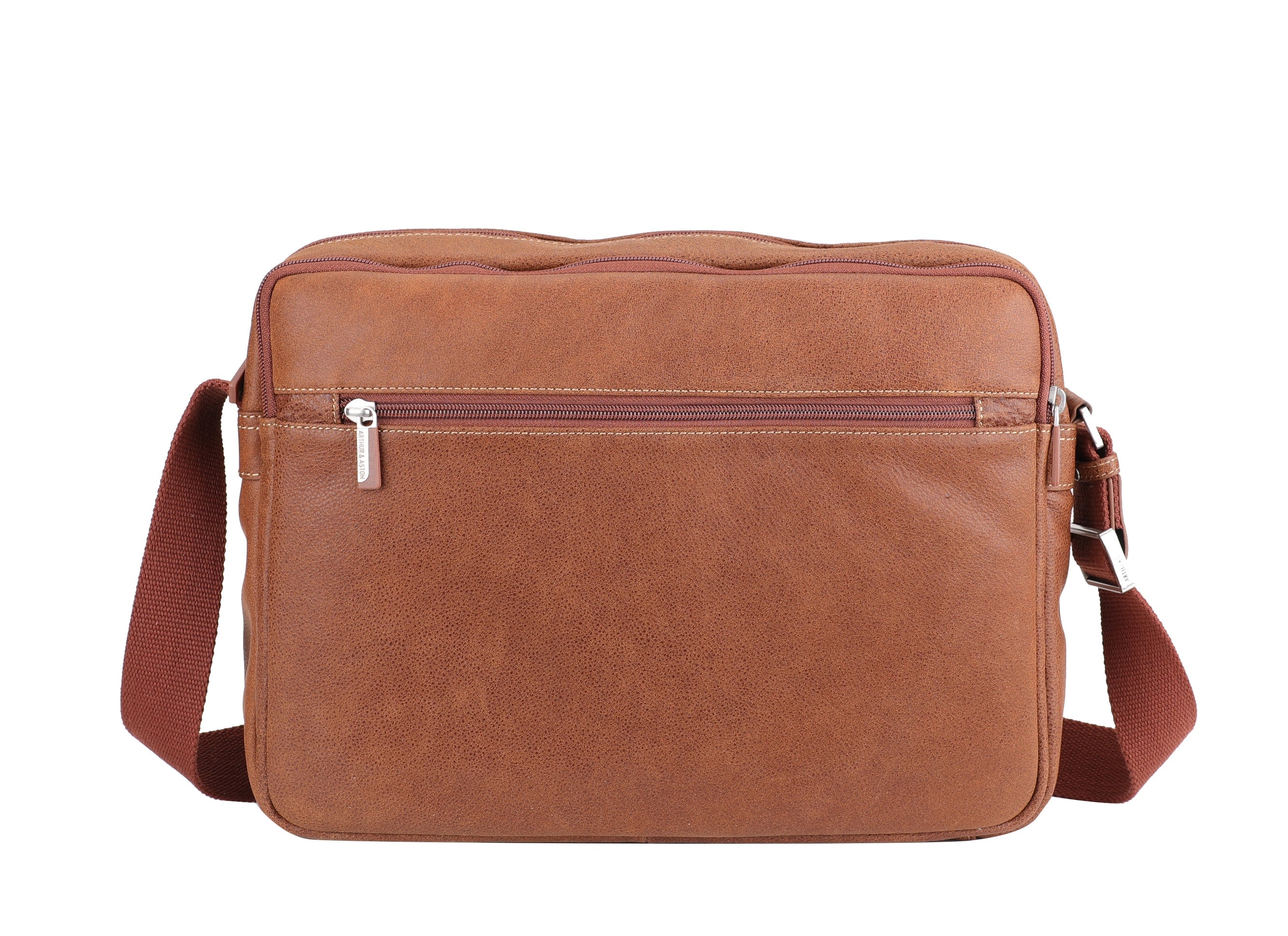 Cristiano destroyed leather messenger bag
