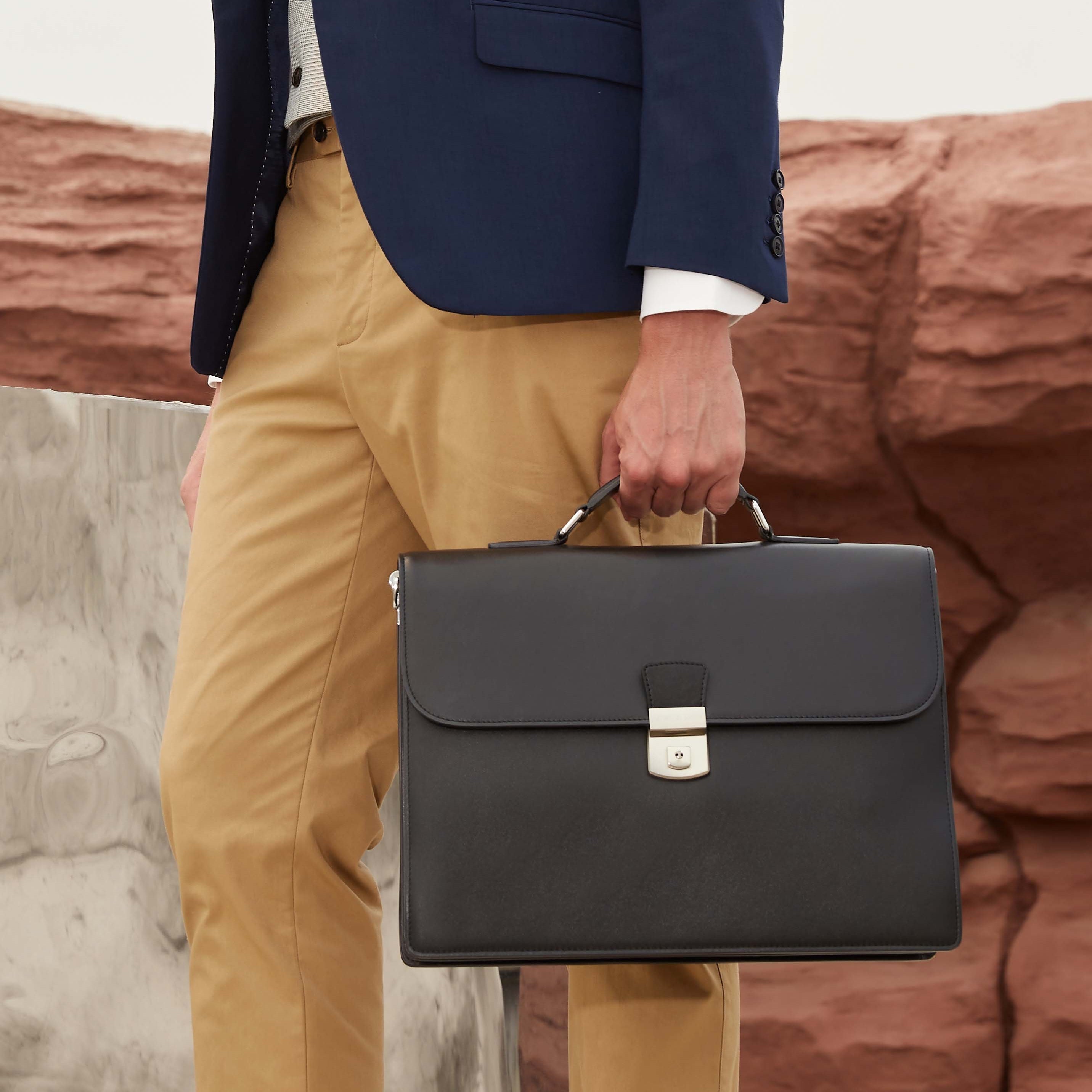 Walter split leather briefcase