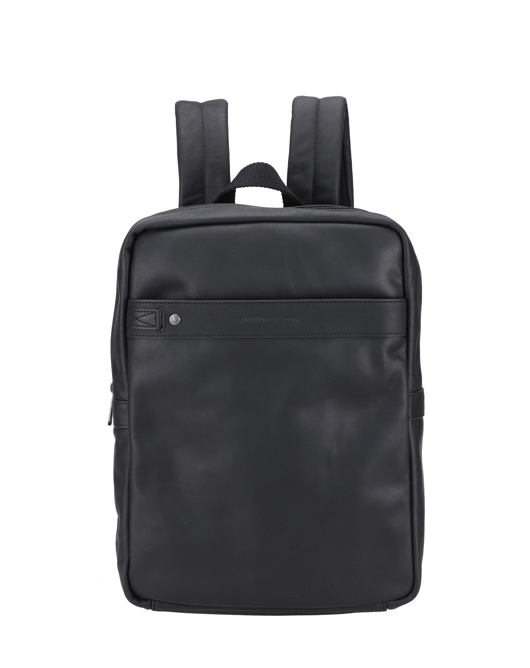 arthur laptop backpack black Black Leather Backpack 2411-11