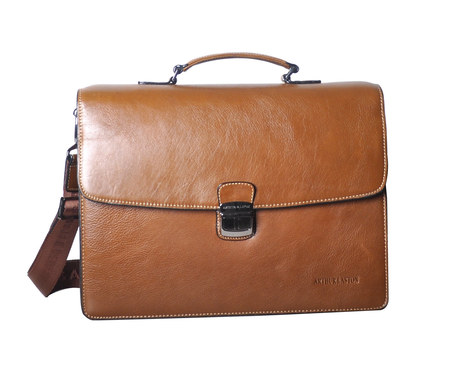 Georges cowhide leather 2-gusset briefcase