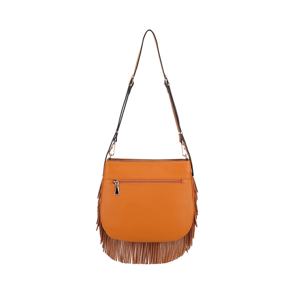 Sac épaule bandoulière Camille franges cuir