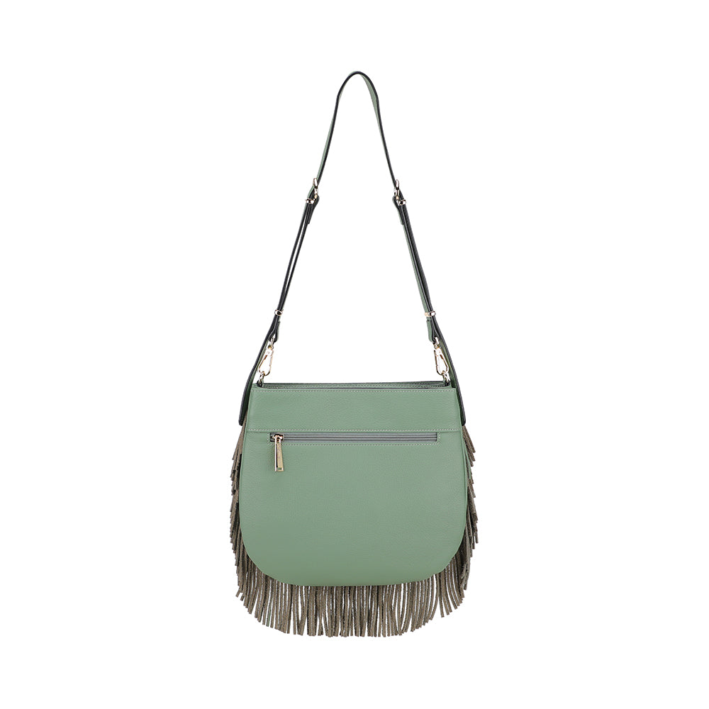 Sac épaule bandoulière Camille franges cuir