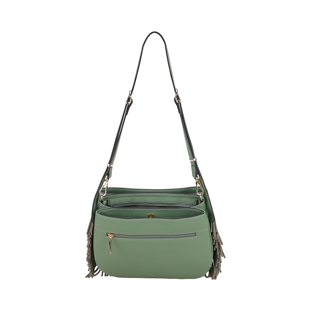 Sac épaule bandoulière Camille franges cuir