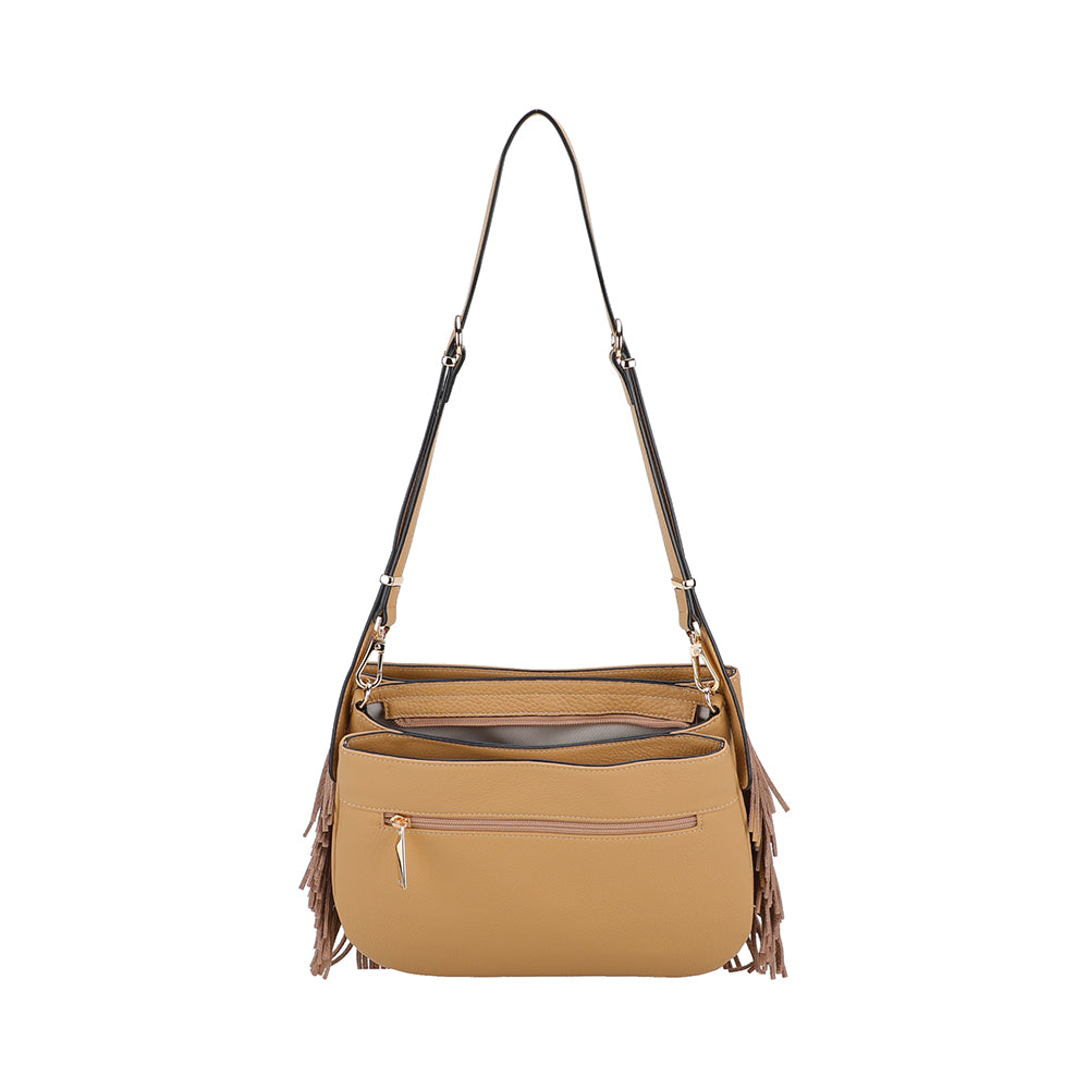 Sac épaule bandoulière Camille franges cuir