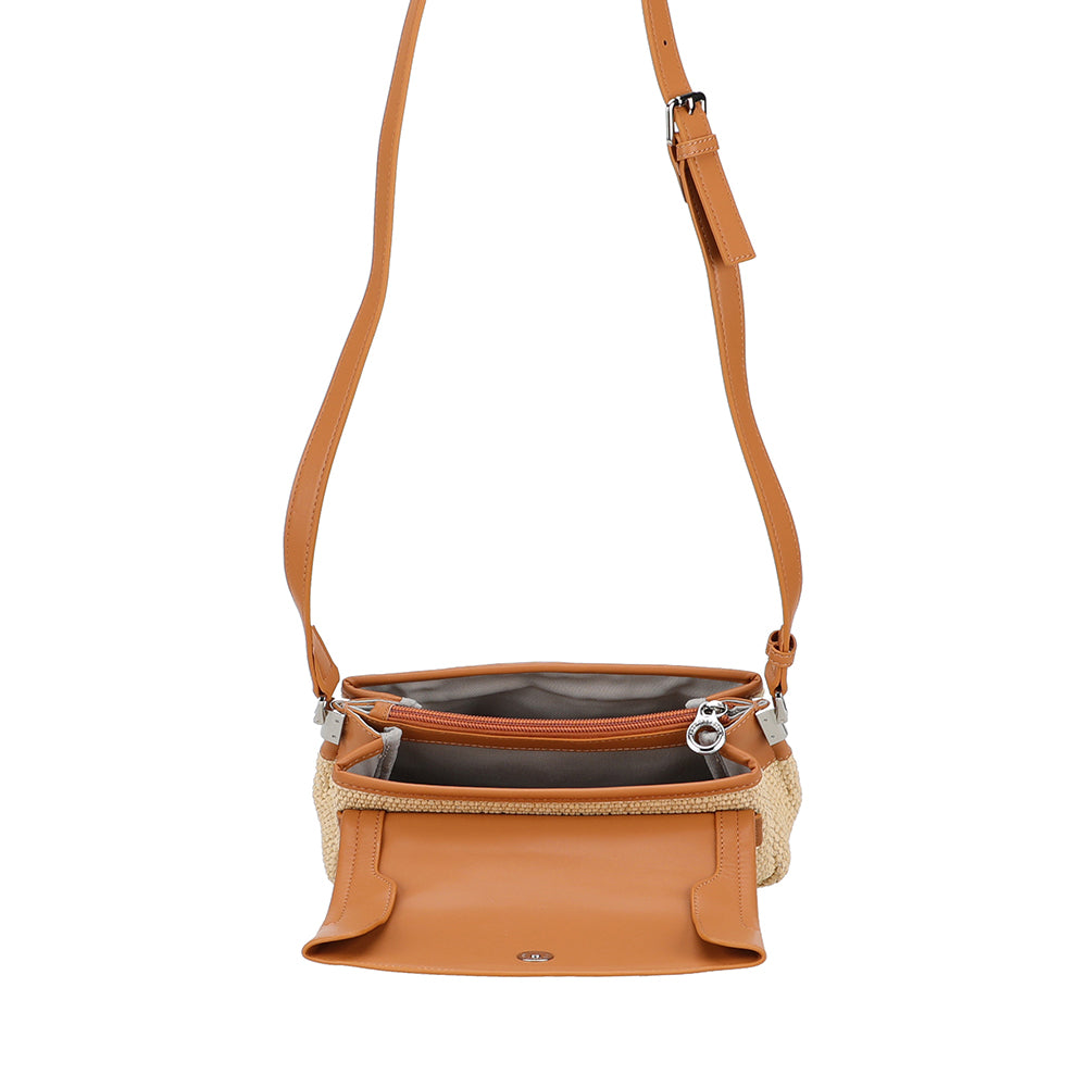 Sac bandoulière à rabat Daniela en Paille