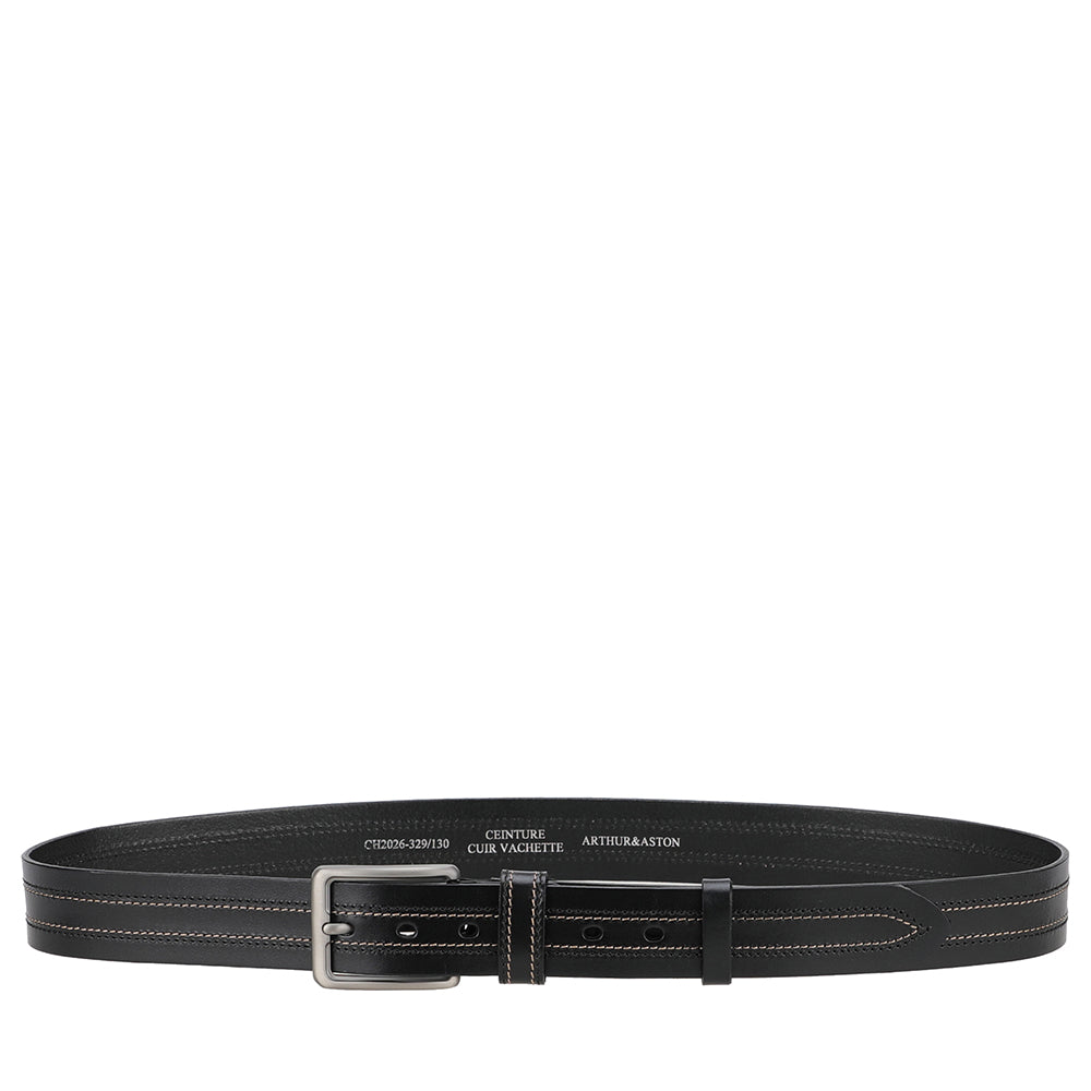Ceinture de costume Homme cuir double surpiqûre