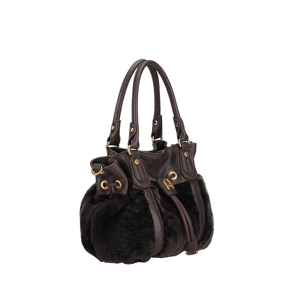 Sac à main bourse peau lainée