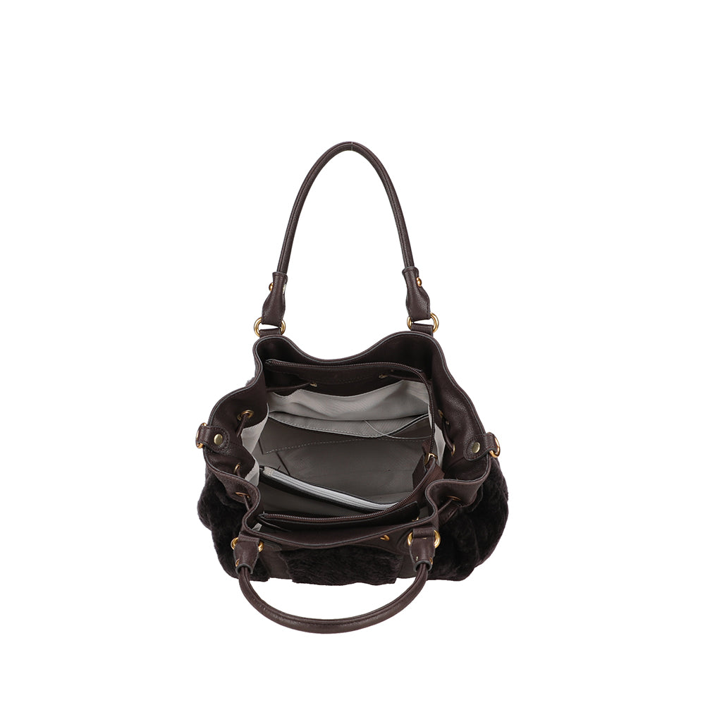 Sac à main bourse peau lainée