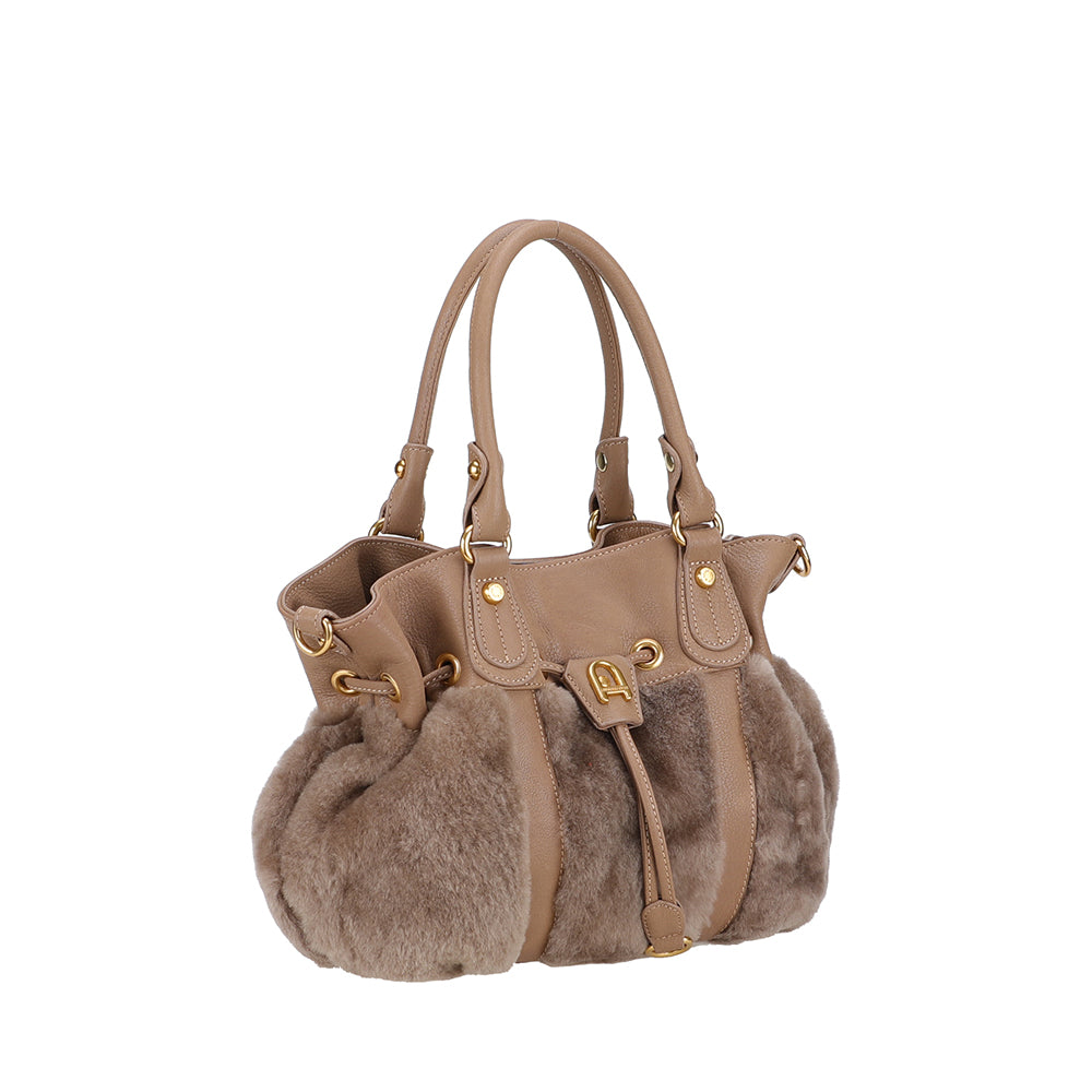 Sac à main bourse peau lainée