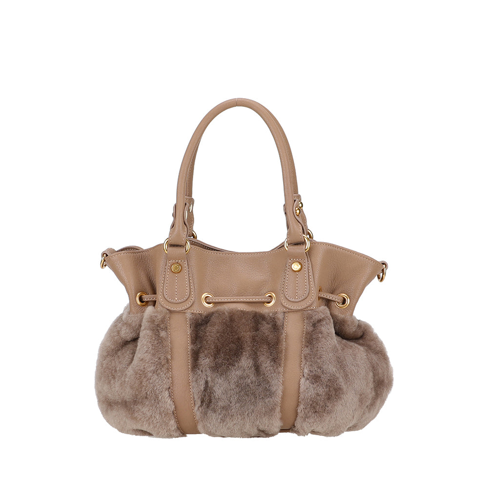Sac à main bourse peau lainée