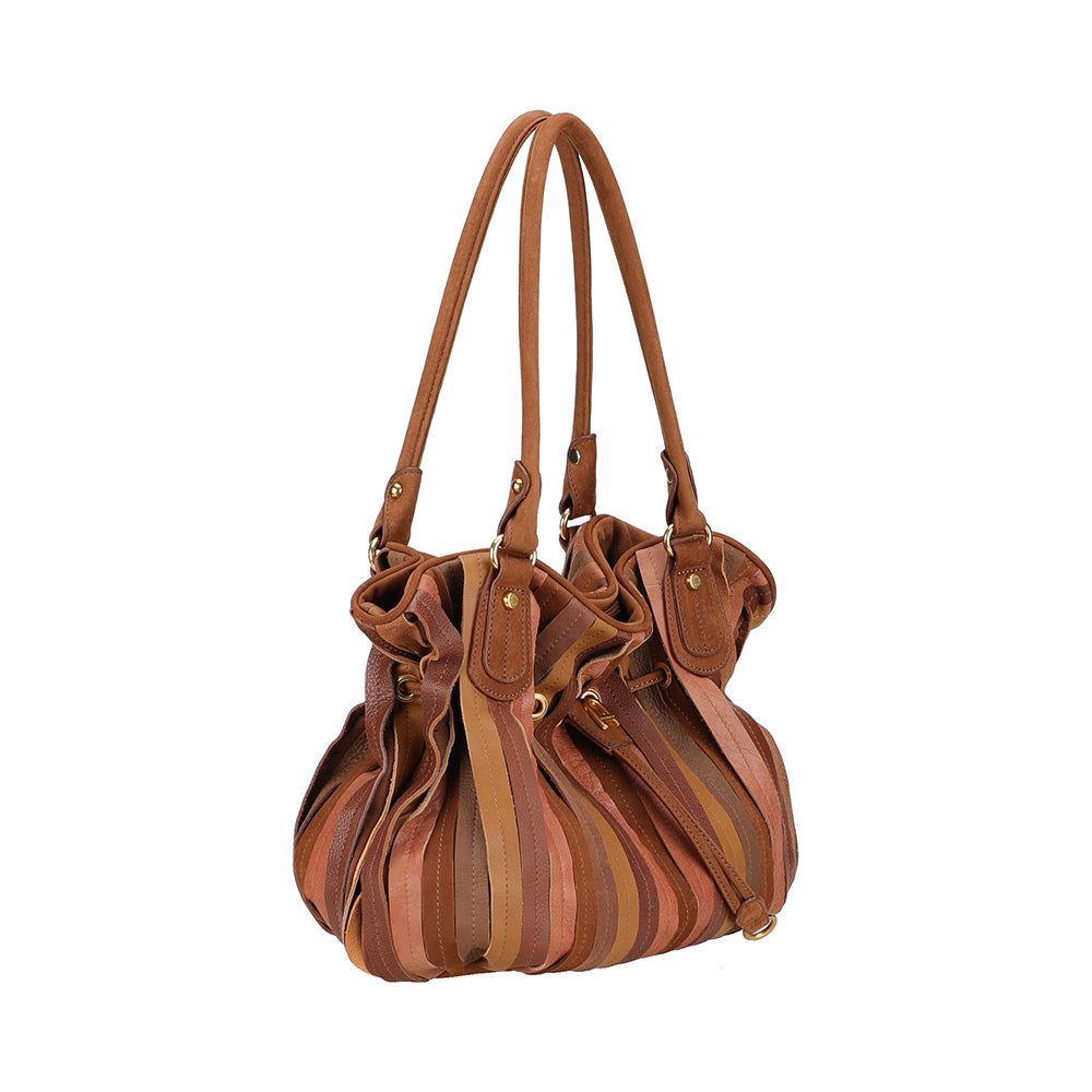 Sac épaule bourse cuir patchwork