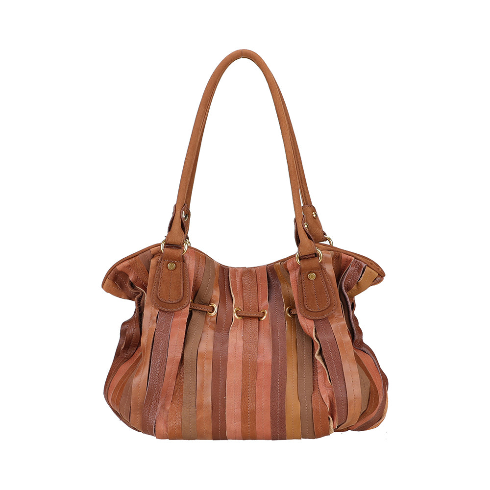 Sac épaule bourse cuir patchwork