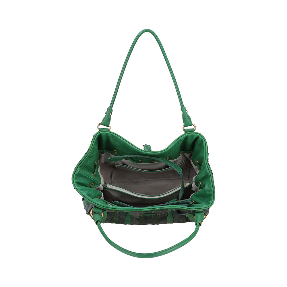 Sac épaule bourse cuir patchwork