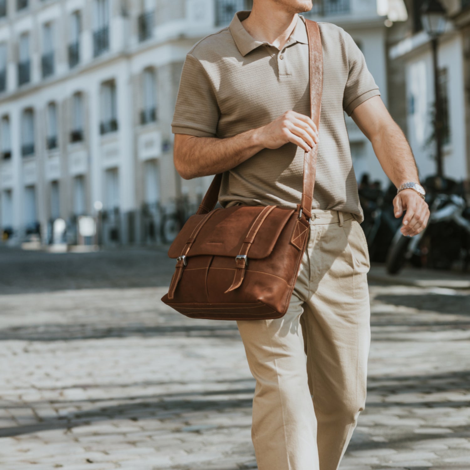 M Rory Leather Messenger Bag