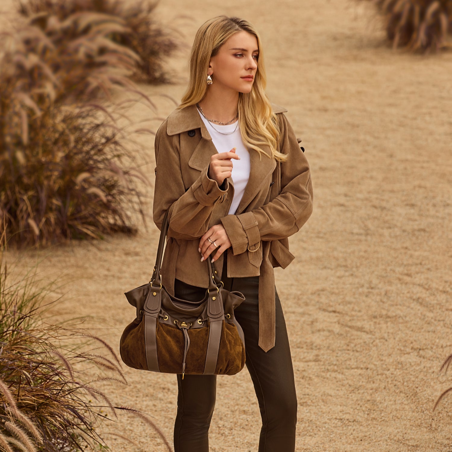 Sac épaule L Camille Suède cuir